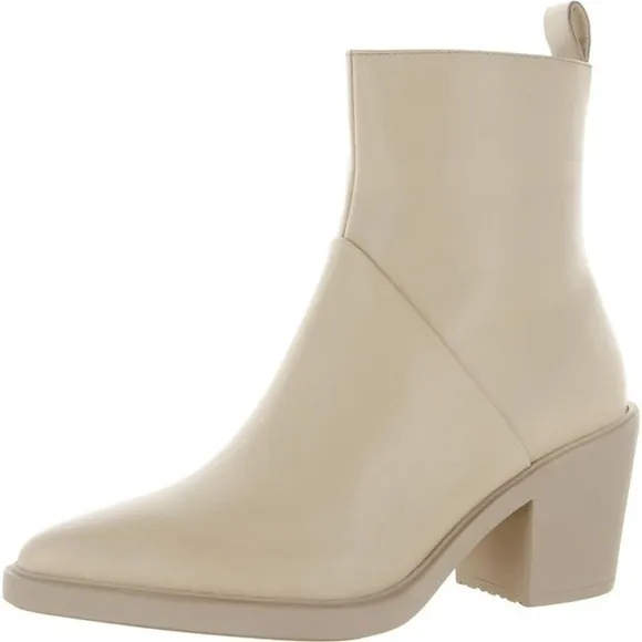SEYCHELLES Booties SHINING STAR LEATHER POINTED TOE MID-CALF BOOTS cream ivory