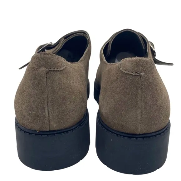 Seychelles Womens Shoes Foremost Monk Strap Loafers Size 10 Brown Suede Chunky