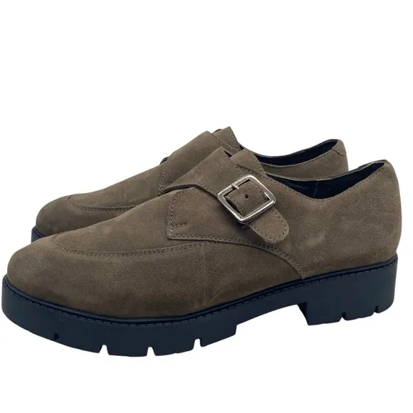 Seychelles Womens Shoes Foremost Monk Strap Loafers Size 10 Brown Suede Chunky