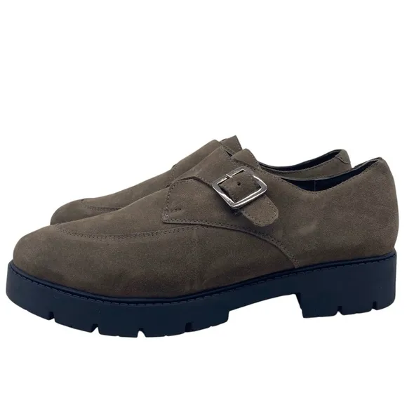 Seychelles Womens Shoes Foremost Monk Strap Loafers Size 10 Brown Suede Chunky