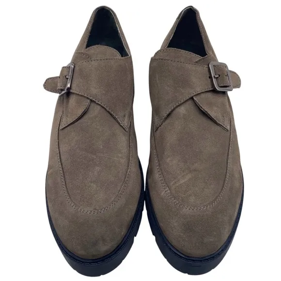 Seychelles Womens Shoes Foremost Monk Strap Loafers Size 10 Brown Suede Chunky