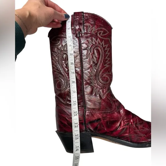 Sheplers Burgundy Red Men’s Leather Cowboy Western Boots Size 10D Vintage
