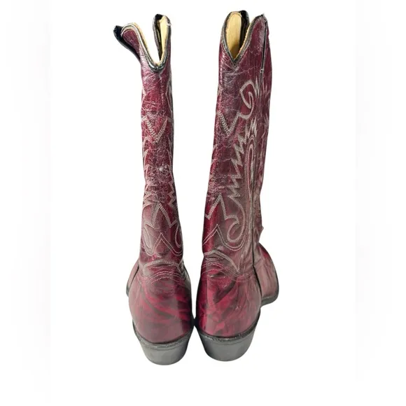 Sheplers Burgundy Red Men’s Leather Cowboy Western Boots Size 10D Vintage