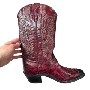 Sheplers Burgundy Red Men’s Leather Cowboy Western Boots Size 10D Vintage