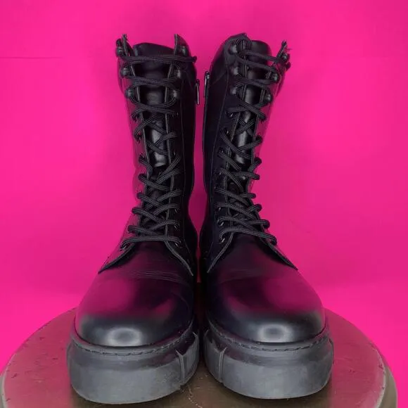 Shoe The Bear Tove Black Leather Lace-Up Platform Boot Sz 40