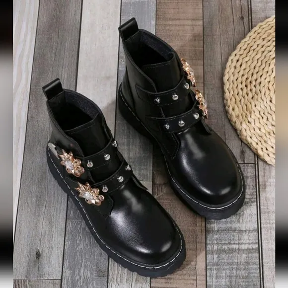 Short Boots, Round Toe, Slip-On, Outdoor Casual,Side Zipper Decoration