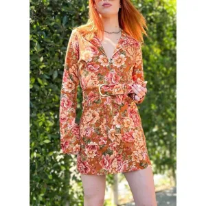 Show Me Your Mumu Outlaw Long Sleeve Dress in Garden Harvest Denim L NWT