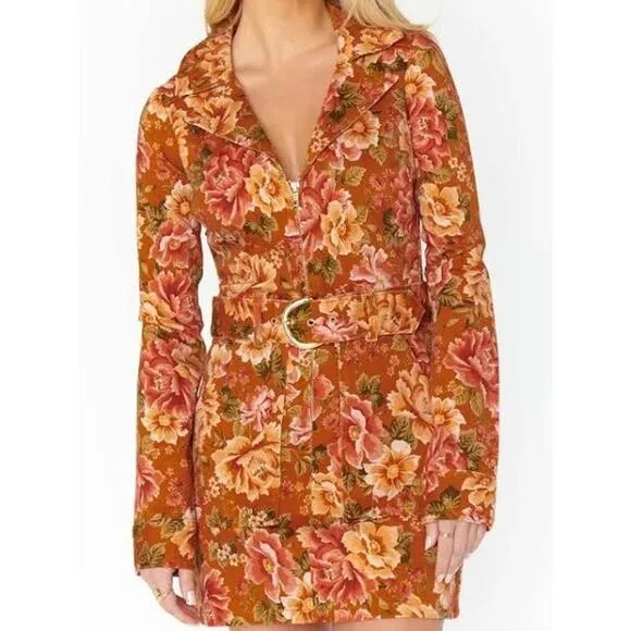 Show Me Your Mumu Outlaw Long Sleeve Dress in Garden Harvest Denim L NWT