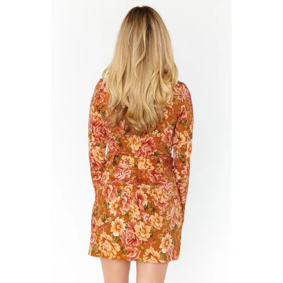 Show Me Your Mumu Outlaw Long Sleeve Dress in Garden Harvest Denim L NWT