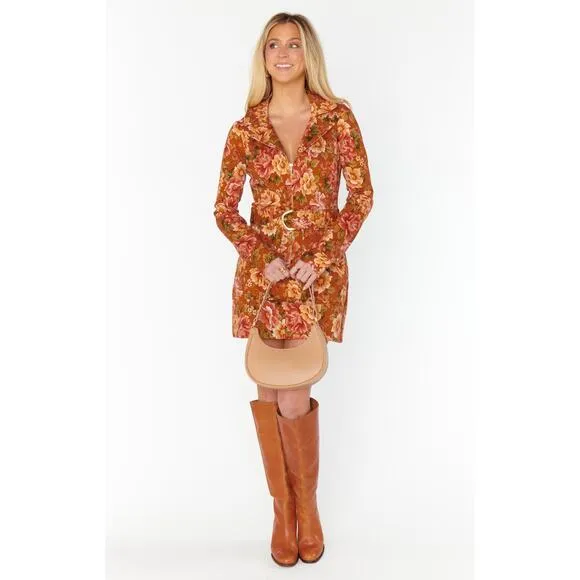 Show Me Your Mumu Outlaw Long Sleeve Dress in Garden Harvest Denim L NWT