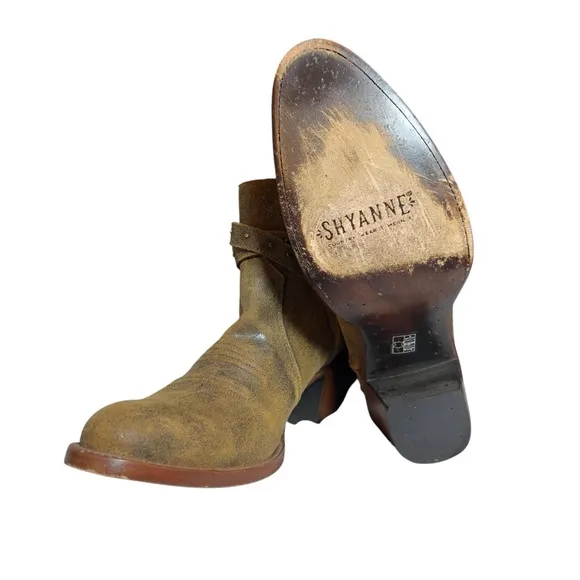 Shyanne Western Boho Leather Collins Strappy Studded Tan Ankle Booties