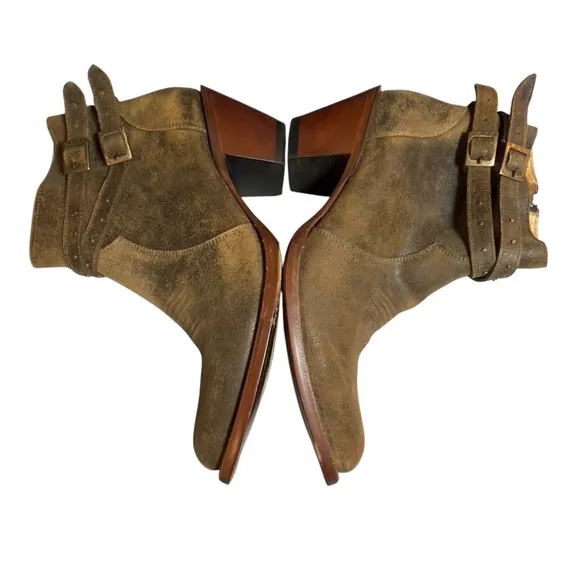 Shyanne Western Boho Leather Collins Strappy Studded Tan Ankle Booties