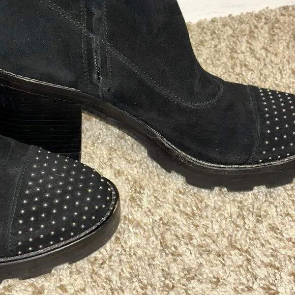 Sigerson Morrison Suede Studded‎ Chunky Lug Over The Knee Boots 8 Goth Emo Punk