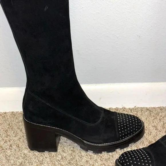Sigerson Morrison Suede Studded‎ Chunky Lug Over The Knee Boots 8 Goth Emo Punk