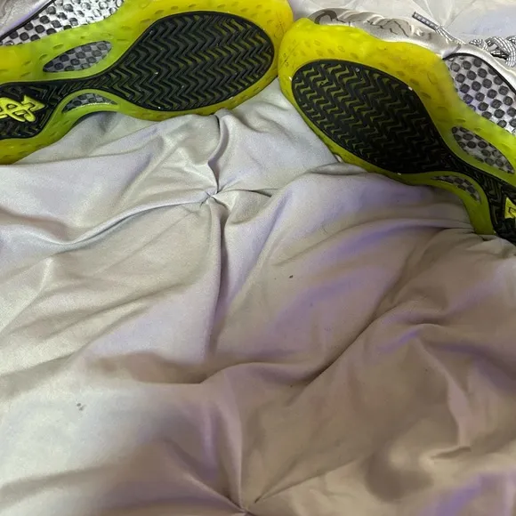 Silver and Neon Green Athletic Shoes