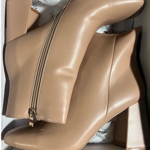 SIMMI • Jameson Dark Nude Mid Heeled Ankle Boots Shoes Includes Box