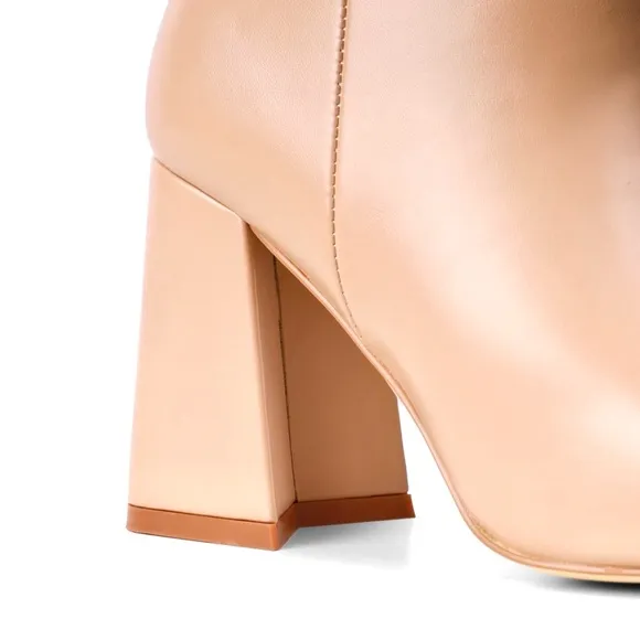 SIMMI • Jameson Dark Nude Mid Heeled Ankle Boots Shoes Includes Box