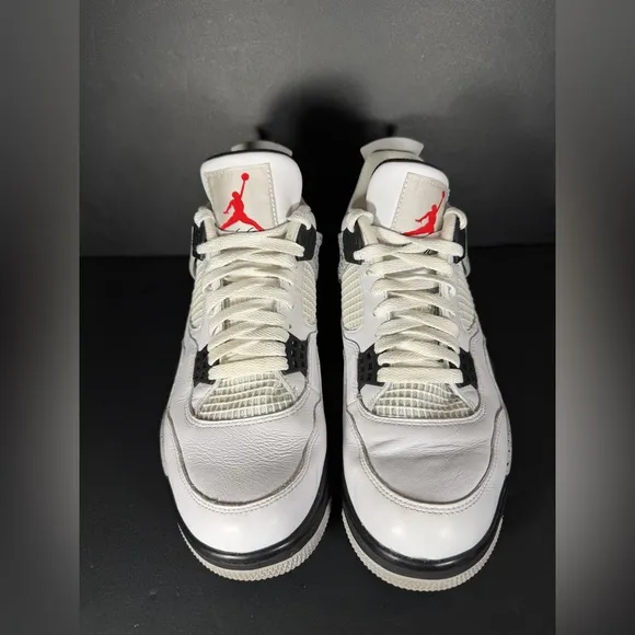 Size 10.5 - Jordan 4 Retro OG Mid White Cement OG All Shoes White Black Sneakers