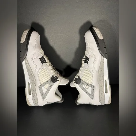 Size 10.5 - Jordan 4 Retro OG Mid White Cement OG All Shoes White Black Sneakers