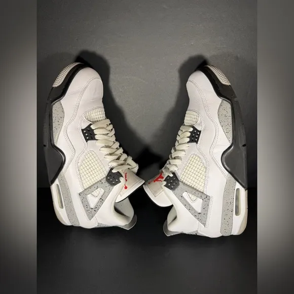 Size 10.5 - Jordan 4 Retro OG Mid White Cement OG All Shoes White Black Sneakers