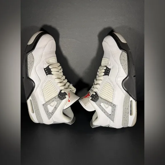 Size 10.5 - Jordan 4 Retro OG Mid White Cement OG All Shoes White Black Sneakers