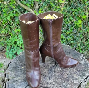 Size 8.5 Antonio Melani Brown Leather Mid-Calf Boots/Brazilin Made Platform Sole