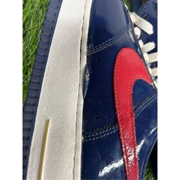Size 11 Nike Air Force 1 Blue Varsity Crimson Jersey Gold Patent 2005 306353-462