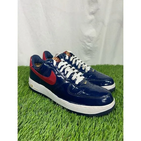 Size 11 Nike Air Force 1 Blue Varsity Crimson Jersey Gold Patent 2005 306353-462