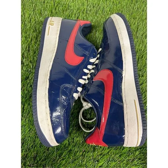 Size 11 Nike Air Force 1 Blue Varsity Crimson Jersey Gold Patent 2005 306353-462