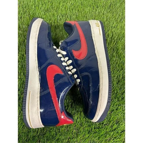 Size 11 Nike Air Force 1 Blue Varsity Crimson Jersey Gold Patent 2005 306353-462