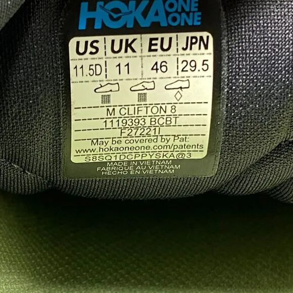 Size 11.5 - Men’s Hoka One Clifton 8 multicolor shoes