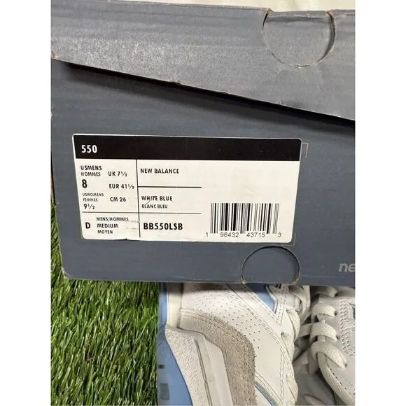 Size 8 - New Balance 550 White Blue Haze UNC OG box Fire
