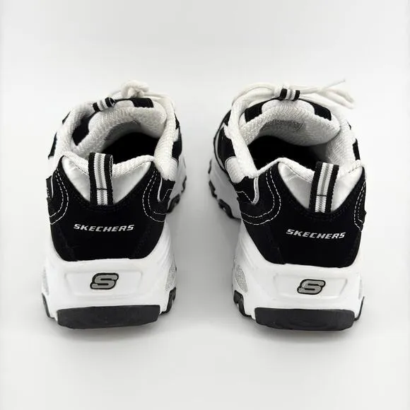 Skechers D’Lites Women’s 9.5 Black/White Memory Foam Sport Sneakers Casual Shoes