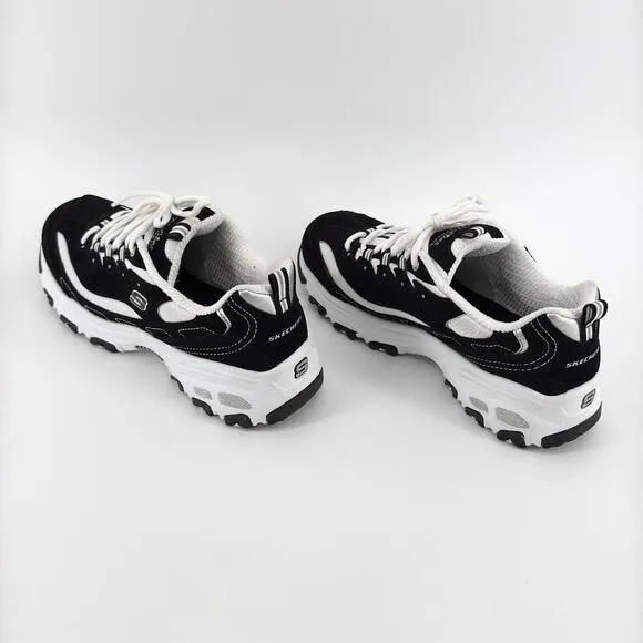 Skechers D’Lites Women’s 9.5 Black/White Memory Foam Sport Sneakers Casual Shoes
