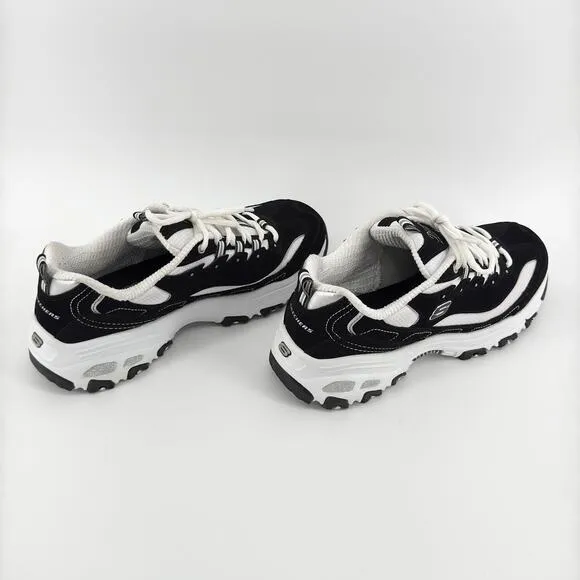 Skechers D’Lites Women’s 9.5 Black/White Memory Foam Sport Sneakers Casual Shoes