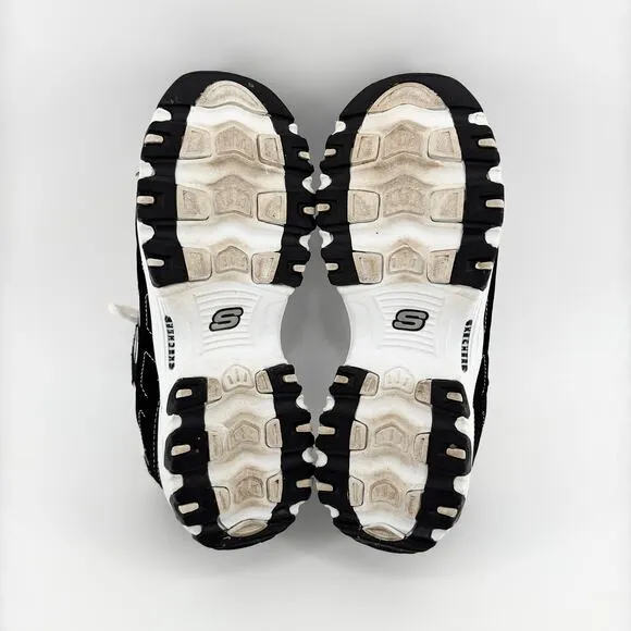 Skechers D’Lites Women’s 9.5 Black/White Memory Foam Sport Sneakers Casual Shoes