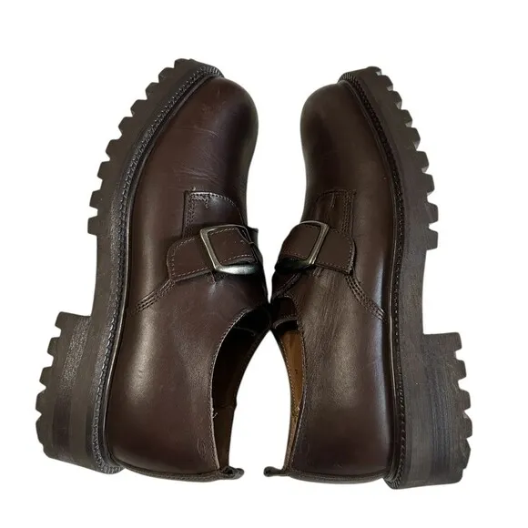 Skechers Ringer Camper Womens Y2K Loafer Leather Buckle Brown Shoes Italy 8.5