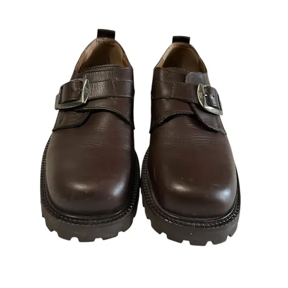 Skechers Ringer Camper Womens Y2K Loafer Leather Buckle Brown Shoes Italy 8.5