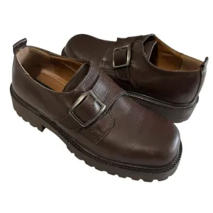 Skechers Ringer Camper Womens Y2K Loafer Leather Buckle Brown Shoes Italy 8.5