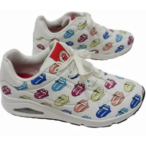 Skechers ROLLING STONES Uno Sneakers Sz 9.5 White Multicolor TONGUE Say It Loud