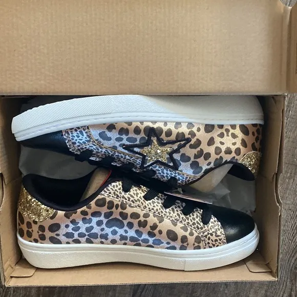 Skechers Shoes Girls Size 6 Sparkle Sneakers Black Gold Youth Lace Up