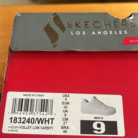 Skechers Street Los Angeles Koopa Volley Low Varsity White Athletic Shoes NIB