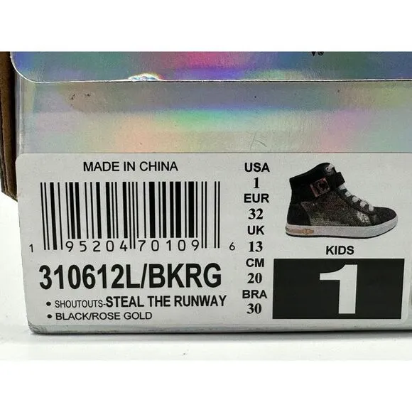 Skechers Street Los Angeles Sneakers/Shoes 310612L/BKRG Size 1 Girls Kids