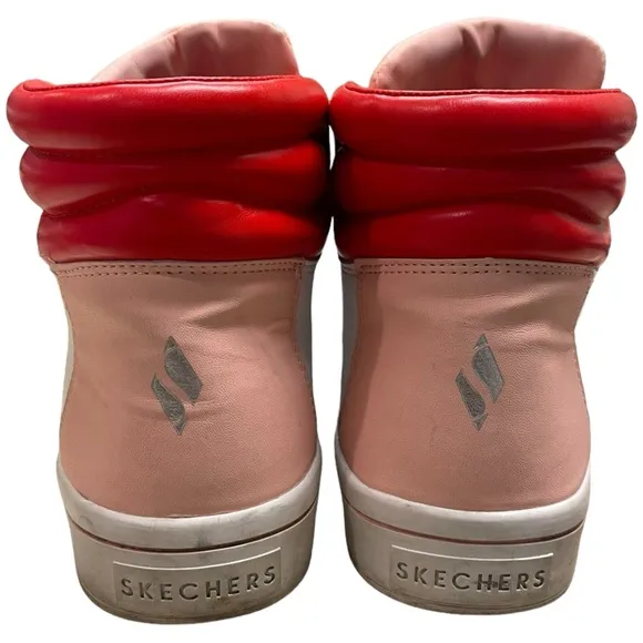 SKECHERS Street Womens Size 9.5 M HI LITES BLOCK POPPERS White/Pink Sneakers