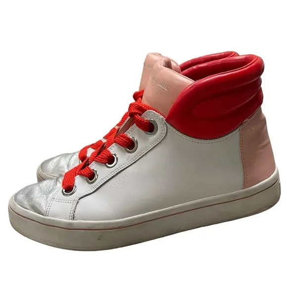 SKECHERS Street Womens Size 9.5 M HI LITES BLOCK POPPERS White/Pink Sneakers