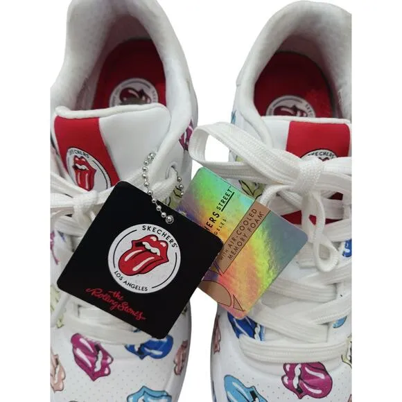 Skechers X ROLLING STONES Uno Sneakers Sz 9 White Multicolor TONGUE Say It Loud