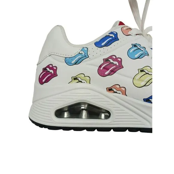 Skechers X ROLLING STONES Uno Sneakers Sz 9 White Multicolor TONGUE Say It Loud