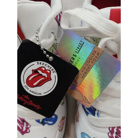 Skechers X ROLLING STONES Uno Sneakers Sz 9 White Multicolor TONGUE Say It Loud