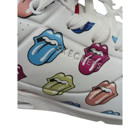 Skechers X ROLLING STONES Uno Sneakers Sz 9 White Multicolor TONGUE Say It Loud