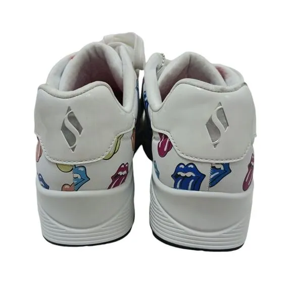 Skechers X ROLLING STONES Uno Sneakers Sz 9 White Multicolor TONGUE Say It Loud